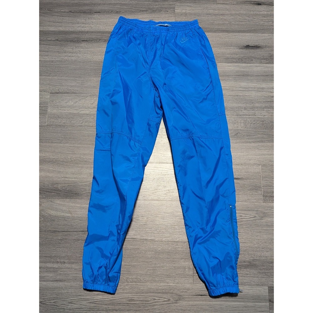 Vintage 90's Nike Men's Blue Windbreaker 100% Nylon Ankle Zip Track Pant Size XL